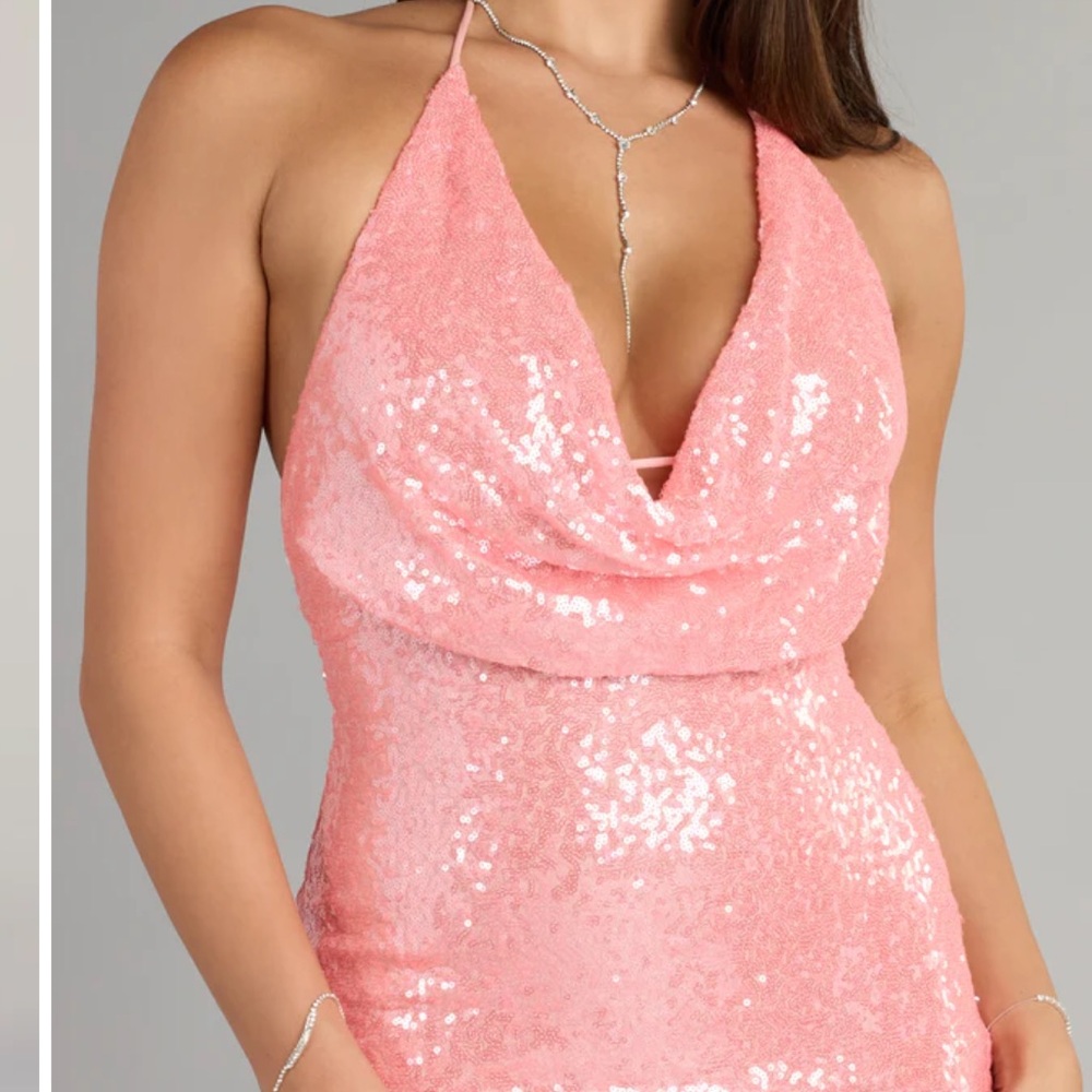 NWT Hit The Dance Floor Sequin Mini Dress Coral Size Small - Picture 4 of 5